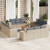 vidaXL 13-delige Loungeset met kussens poly rattan beige