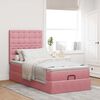 vidaXL Ottoman bed met matrassen en LED's 90x200cm fluweel roze
