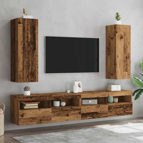 vidaXL Tv-meubelen 2 st 30,5x30x90 cm bewerkt hout oud houtkleurig