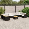 vidaXL 11-delige Loungeset met kussens poly rattan zwart