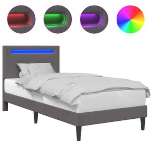 vidaXL Bedframe met LED-stripverlichting Grijs 80 x 200 cm Kunstleer