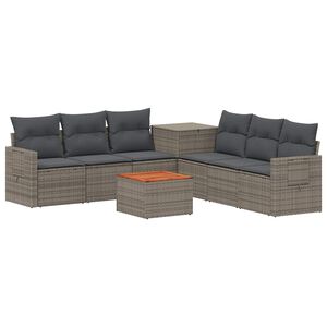 vidaXL Bankstel 8 st Grijs en Donkergrijs Poly Rattan en Staal