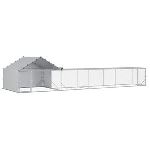vidaXL Kippenhok met Dak en Tuin 2 st zilver 7 x 2 x 1,5 m