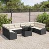 vidaXL Bankstel met kussen 11 pcs Zwart en Cr&egrave;me poly rattan