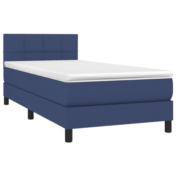 vidaXL Boxspring met matras stof blauw 90x200 cm