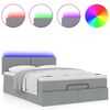 vidaXL Bed poef met matras en LED's stof 140x190 cm lichtgrijs