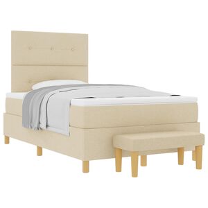 vidaXL Boxspring bed met hoofdeinde Cr&egrave;me 190 x 120 cm Stof
