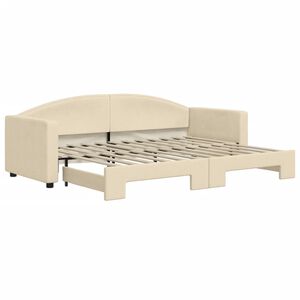 vidaXL Slaapbank met onderschuifbed 80x200 cm stof cr&egrave;mekleurig