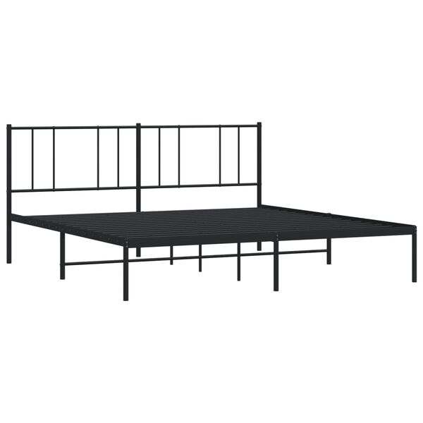 vidaXL Bedframe met hoofdbord metaal zwart 200x200 cm