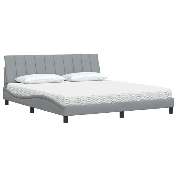 vidaXL Bed met matras "Hanko" stof lichtgrijs 180x200 cm