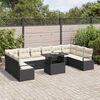 vidaXL Tuin Sofa Set met kussen 11 pcs Zwart en cr&egrave;me poly rattan
