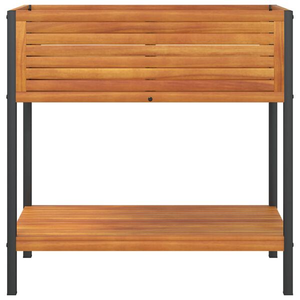 vidaXL Plantenbak met schap 80x45x80 cm massief acaciahout en staal