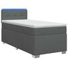 vidaXL Boxspring Bed met Matras en LED Donkergrijs Enkel Stof