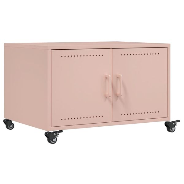 vidaXL Salontafel 68x50x43,5 cm staal roze