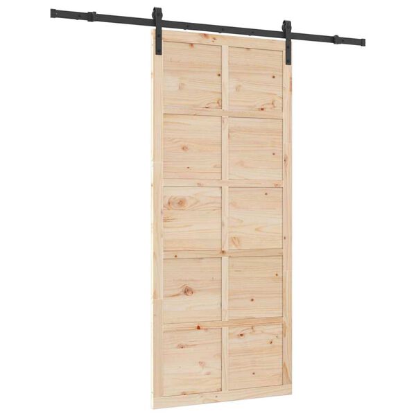 vidaXL Schuifdeur Bruin 100 x 208 cm Massief grenenhout
