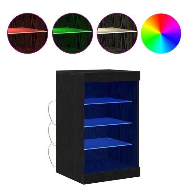 vidaXL LED Sideboard Zwart Eiken 41 x 37 x 67 cm Bewerkt hout