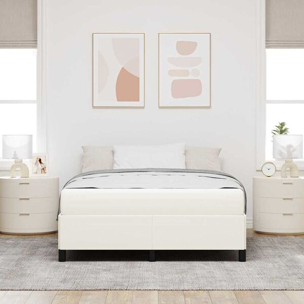 vidaXL Bedframe met matras Cr&egrave;me 140 x 200 cm Stof