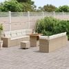 vidaXL Tuin Sofa Set met kussen 11 pcs Beige poly rattan