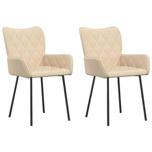 vidaXL Eetkamerstoelen 2 st stof cr&egrave;mekleurig