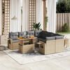 vidaXL 9-delige Loungeset met kussens poly rattan beige