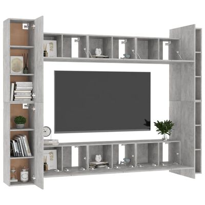vidaXL 10-delige Tv-meubelset bewerkt hout betongrijs