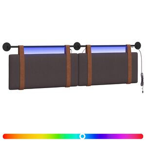 vidaXL Hangend hoofdbord Met LED-verlichting Donkerbruin Antiek PU
