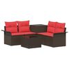 vidaXL Bankstel 6 st 4-Aantal zitplaatsen Bruin en Rood