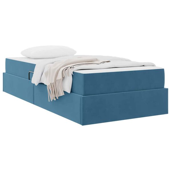 vidaXL Opbergbed met matras met matras Donkerblauw 90 x 200 cm Fluweel