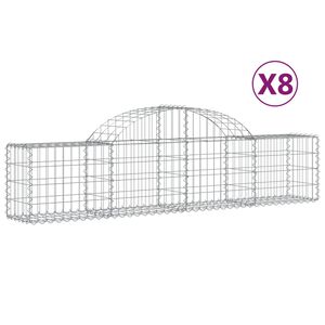 vidaXL Schanskorven 8 st gewelfd 200x30x40/60 cm gegalvaniseerd ijzer