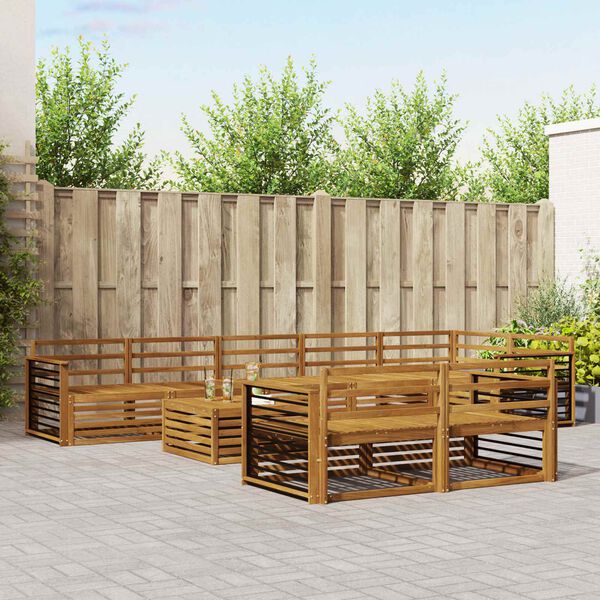 vidaXL Buiten bankenset 9 pcs Naturel