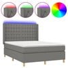 vidaXL Boxspring met matras en LED stof donkergrijs 140x200 cm