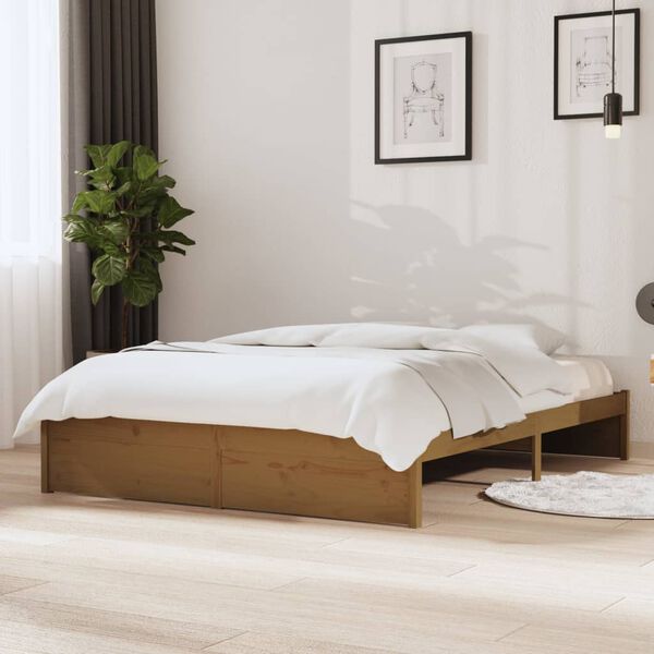 vidaXL Bedframe massief hout honingbruin 140x200 cm