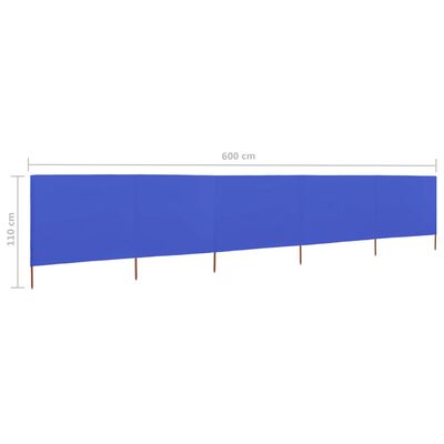 vidaXL Windscherm 5-panelen 600x80 cm stof azuurblauw