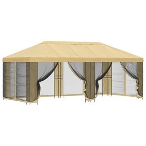 vidaXL Tuin Gazebo met Zijwanden 6 x 3 m Cr&egrave;mekleurig