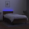 vidaXL Boxspring met matras en LED stof donkerbruin 80x200 cm
