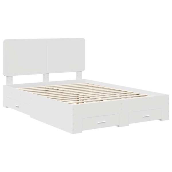 vidaXL Bedframe met hoofdeinde met lade Wit 160 x 200 cm Bewerkt hout
