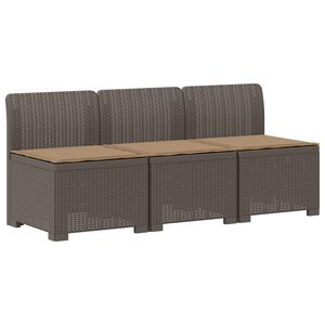 vidaXL 3-zits tuinbank met kussens in rattanlook PP Lichtgrijs
