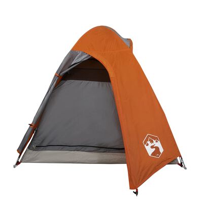 vidaXL Tent 2-persoons 254x135x112 cm 185T taft grijs en oranje