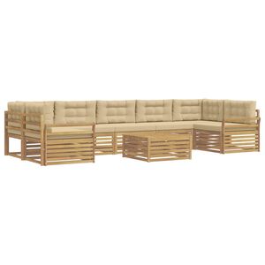 vidaXL Buiten bankenset 8 st Wit en Beige Massief Acaciahout