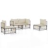 vidaXL 4-delige Loungeset met kussens poly rattan antracietkleurig