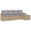 vidaXL Bankstel met kussen 5 pcs Beige poly rattan