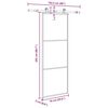 vidaXL Schuifdeur met beslag 76x205 cm ESG-glas en aluminium