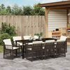 vidaXL Tuin eettafelset 9 pcs Bruin poly rattan