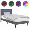 vidaXL Bedframe met LED-stripverlichting Grijs 90 x 190 cm Kunstleer