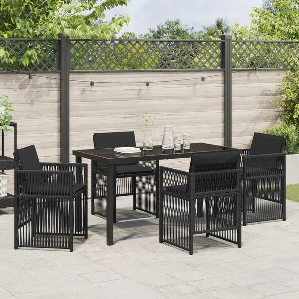 vidaXL Tuin eettafelset 5 pcs Zwart Gepoedercoat staal
