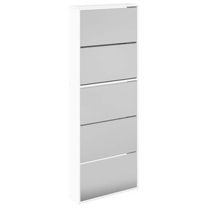 vidaXL Schoenenkast met spiegel 5-laags 63x17x169,5 cm hoogglans wit