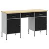 vidaXL Werk kast met lade 3 pcs Zwart Engineered hout en staal