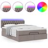 vidaXL Bed poef met matras en LED's 140x190 cm stof taupe