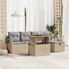 vidaXL Tuin Sofa Set met kussen met opslag 6 pcs Beige Poly riet