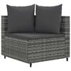 vidaXL 3-delige Loungeset met kussens poly rattan grijs